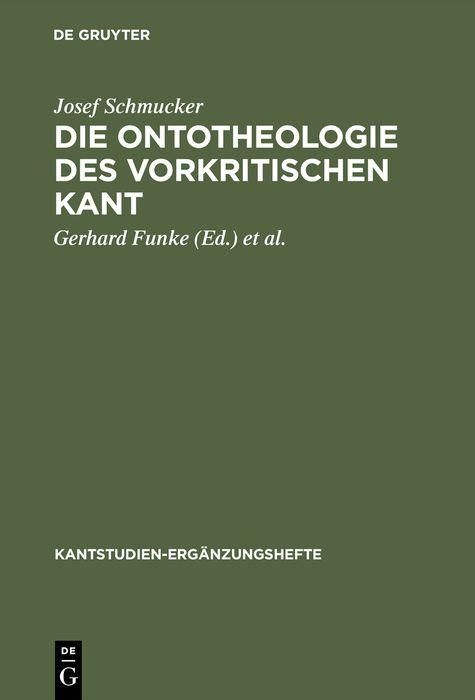 Produktbild: Die Ontotheologie des vorkritischen Kant
