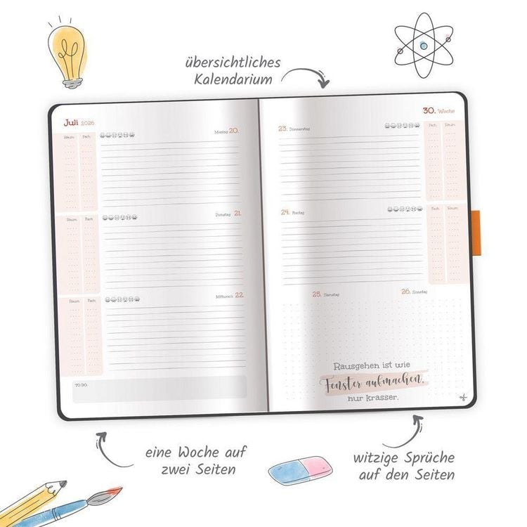 Produktbild: TR&Ouml;TSCH - Sch&uuml;lerkalender Specials mit Gummiband und Stifthalter Uni Black 26/27