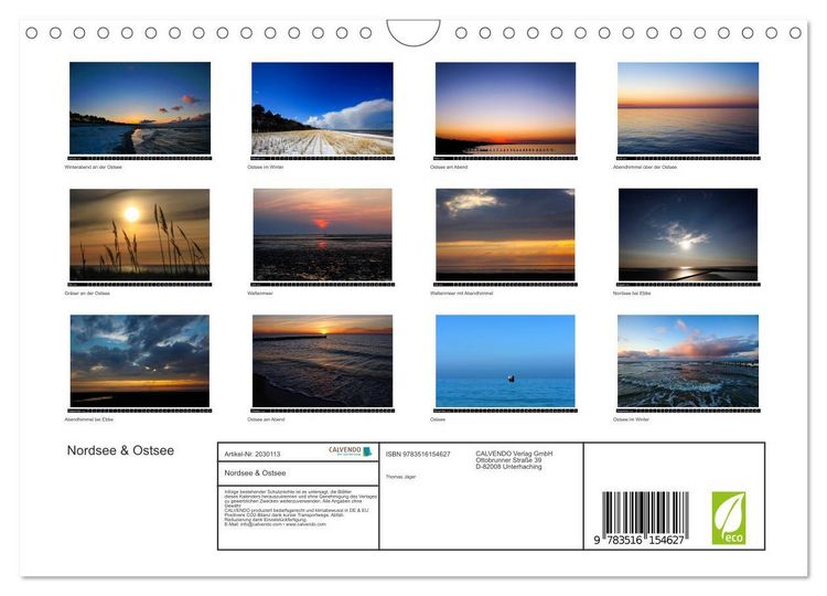 Produktbild: Nordsee & Ostsee (Wandkalender 2026 DIN A4 quer), CALVENDO Monatskalender