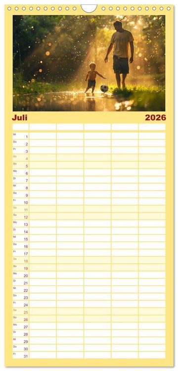 Produktbild: Familienplaner 2026 - Fu&szlig;ball im Blut mit 5 Spalten (Wandkalender, 21 x 45 cm) CALVENDO