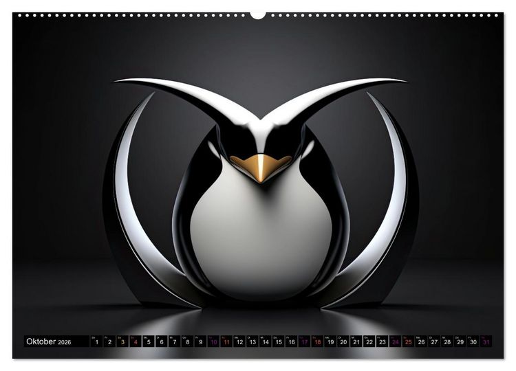 Produktbild: PINGUINE - modern Art (Wandkalender 2026 DIN A2 quer), CALVENDO Monatskalender