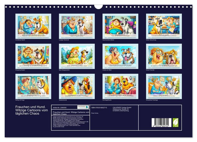 Produktbild: Frauchen und Hund. Witzige Cartoons vom t&auml;glichen Chaos (Wandkalender 2026 DIN A3 quer), CALVENDO Monatskalender
