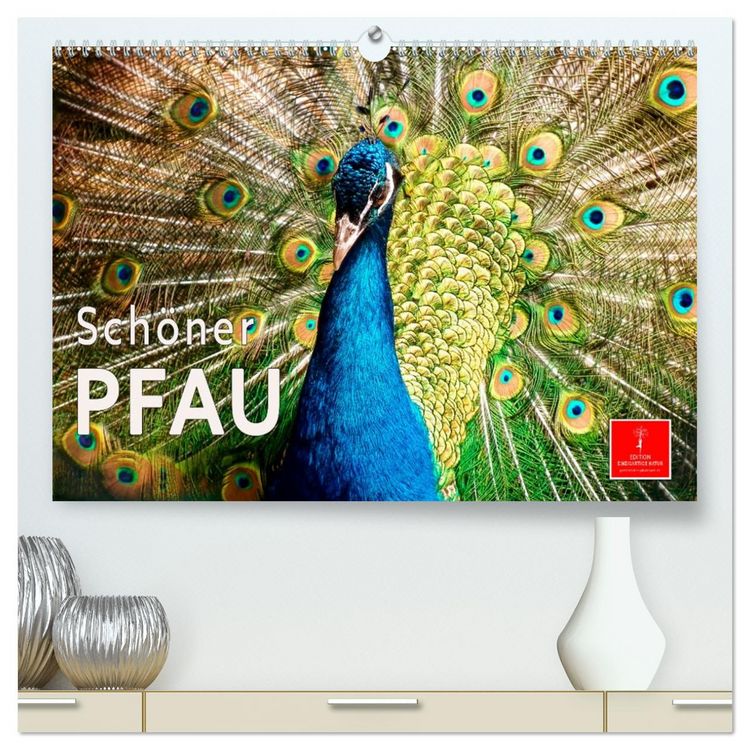 Produktbild: Sch&ouml;ner Pfau (hochwertiger Premium Wandkalender 2026 DIN A2 quer), Kunstdruck in Hochglanz
