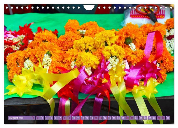 Produktbild: Asien - Farbenfrohe Blumenketten (Wandkalender 2026 DIN A4 quer), CALVENDO Monatskalender