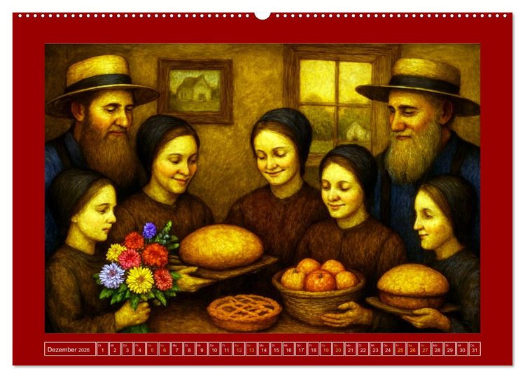 Produktbild: Einfach Leben - Einblicke in die Welt der Amish im Stil alter Gem&auml;lde (Wandkalender 2026 DIN A2 quer), CALVENDO Monatskalender