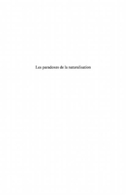 Produktbild: Paradoxes de la naturalisation