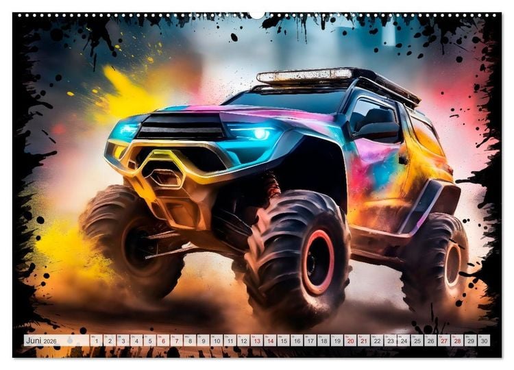 Produktbild: Coole KI-generierte OFF-ROAD-WAGEN (Wandkalender 2026 DIN A2 quer), CALVENDO Monatskalender