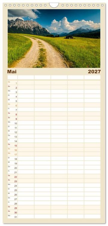Produktbild: Familienplaner 2027 - Berge. Wege in die Natur mit 5 Spalten (Wandkalender, 21 x 45 cm) CALVENDO