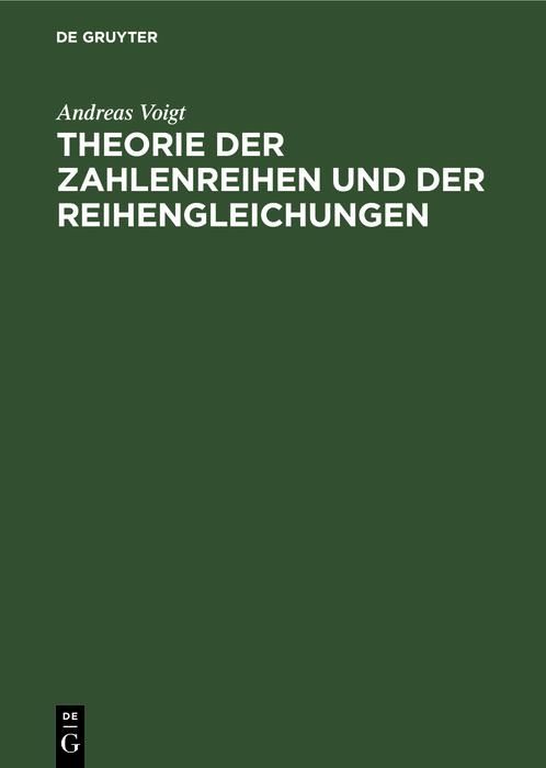Produktbild: Theorie der Zahlenreihen und der Reihengleichungen