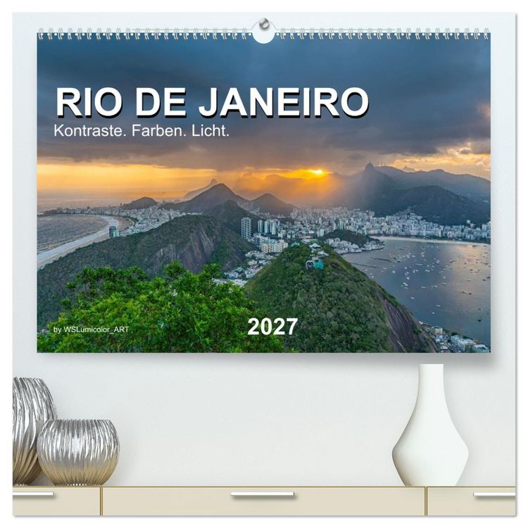 Produktbild: Rio de Janeiro - Kontraste. Farben. Licht (hochwertiger Premium Wandkalender 2027 DIN A2 quer), Kunstdruck in Hochglanz
