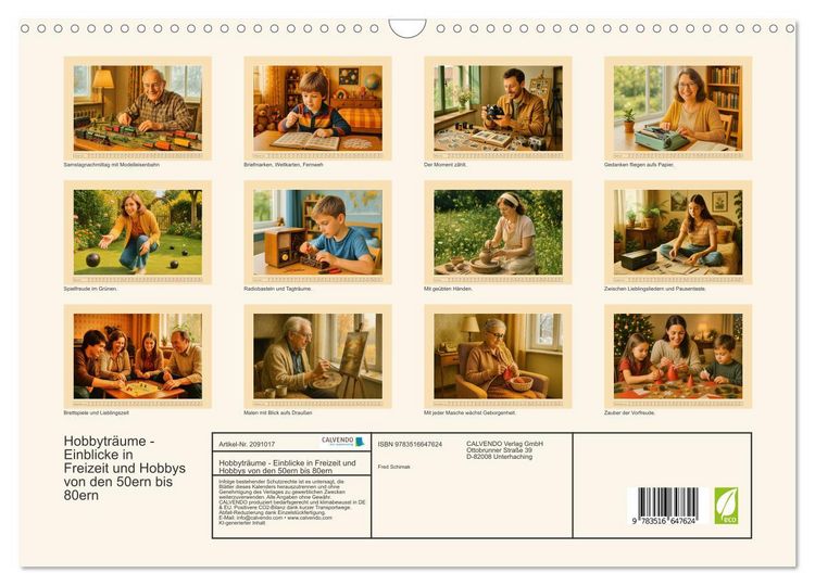 Produktbild: Hobbytr&auml;ume - Einblicke in Freizeit und Hobbys von den 50ern bis 80ern (Wandkalender 2026 DIN A3 quer), CALVENDO Monatskalender