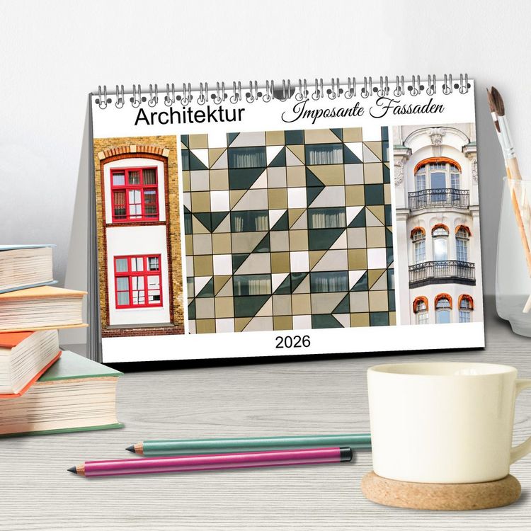 Produktbild: Architektur. Imposante Fassaden (Tischkalender 2026 DIN A5 quer), CALVENDO Monatskalender