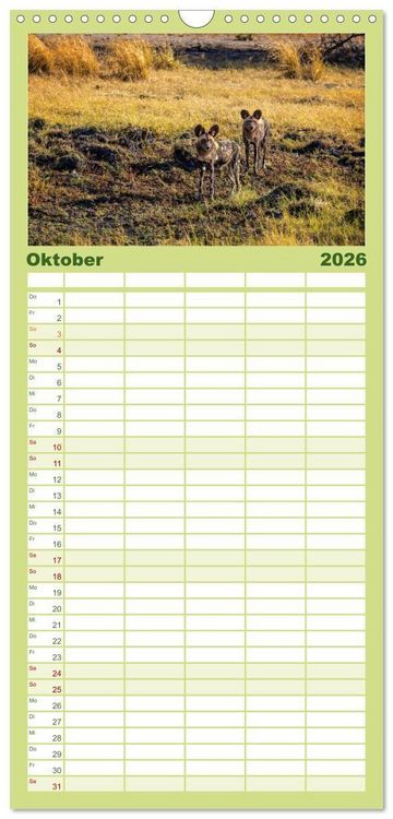 Produktbild: Familienplaner 2026 - Sambias gro&szlig;artige Tierwelt mit 5 Spalten (Wandkalender, 21 x 45 cm) CALVENDO