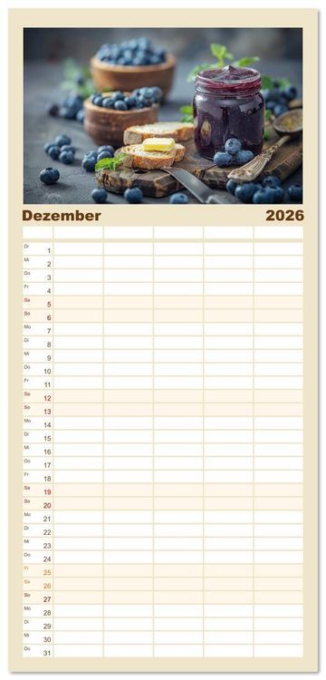 Produktbild: Familienplaner 2026 - Ein Jahr im Paradies der Konfit&uuml;ren mit 5 Spalten (Wandkalender, 21 x 45 cm) CALVENDO