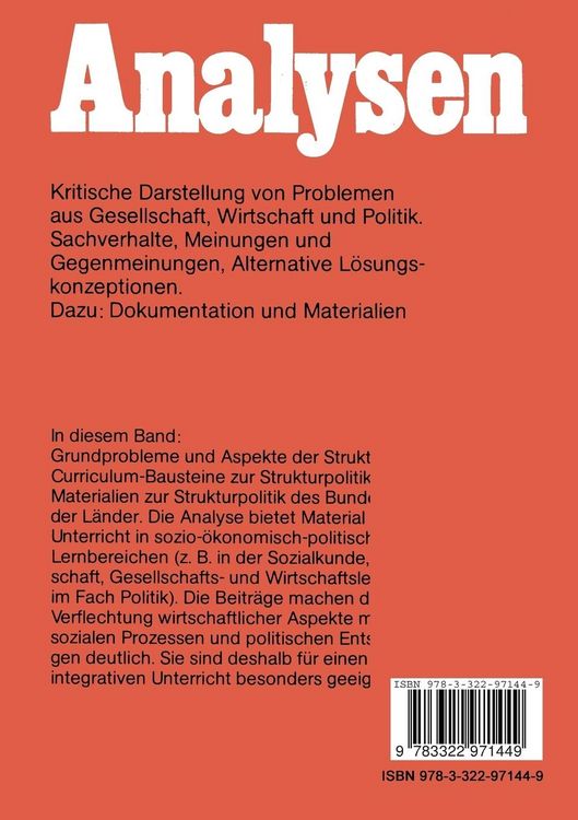 Produktbild: Strukturpolitik Aufgabe der achtziger Jahre
