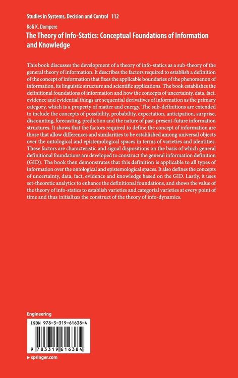 Produktbild: The Theory of Info-Statics: Conceptual Foundations of Information and Knowledge
