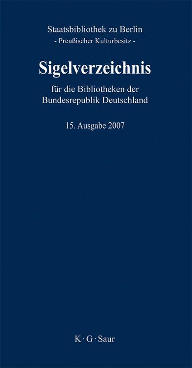 Produktbild: Sigelverzeichnis f&uuml;r die Bibliotheken der Bundesrepublik Deutschland