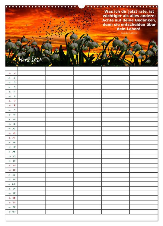 Produktbild: ein Planer mit biblischer Weisheit aus den Spr&uuml;chen Salomos (Wandkalender 2026 DIN A2 hoch), CALVENDO Monatskalender