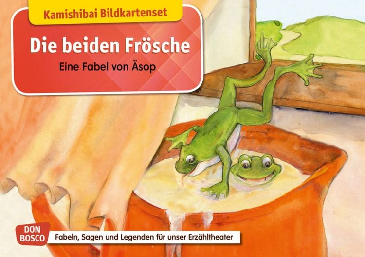 Produktbild: Die beiden Fr&ouml;sche. Eine Fabel von &Auml;sop. Kamishibai Bildkartenset