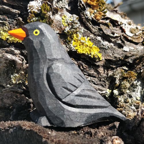 Produktbild: Wudimals A041014 - Amsel, Blackbird, handgeschnitzt aus Holz