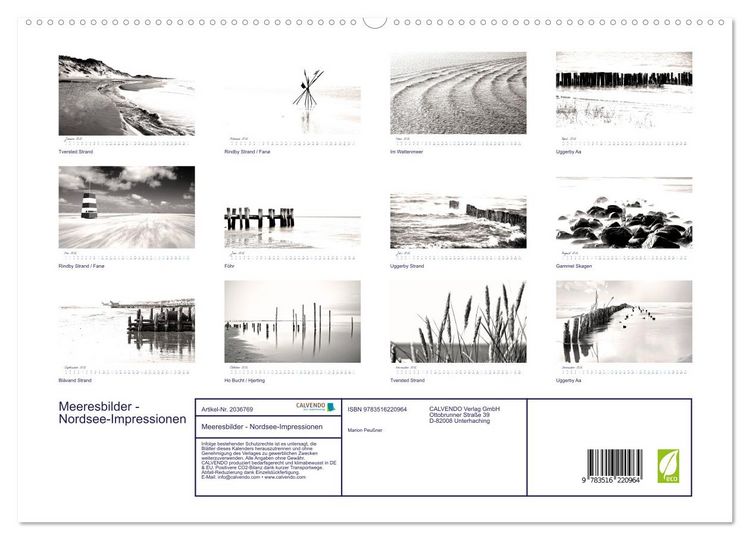 Produktbild: Meeresbilder - Nordsee-Impressionen (hochwertiger Premium Wandkalender 2026 DIN A2 quer), Kunstdruck in Hochglanz