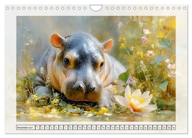 Produktbild: Zwergflusspferde. Kleine Hippos im Sumpfgebiet (Wandkalender 2027 DIN A4 quer), CALVENDO Monatskalender