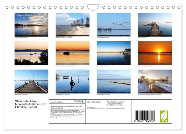 Produktbild: Steinhuder Meer, Momentaufnahmen von Christine Bienert (Wandkalender 2026 DIN A4 quer), CALVENDO Monatskalender