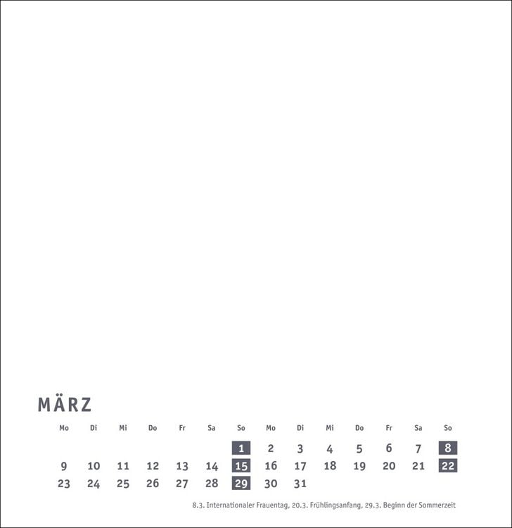 Produktbild: Premium-Bastelkalender weiß groß 2026
