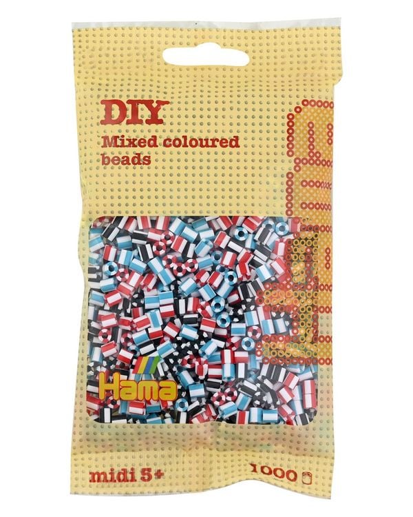 Produktbild: Streifenperlen 3fach-Mix m. Wei&szlig; 1000St.