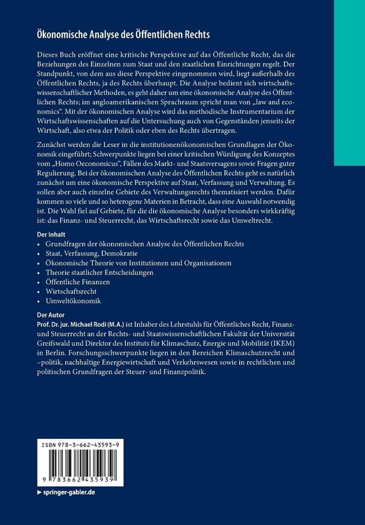 Produktbild: &Ouml;konomische Analyse des &Ouml;ffentlichen Rechts