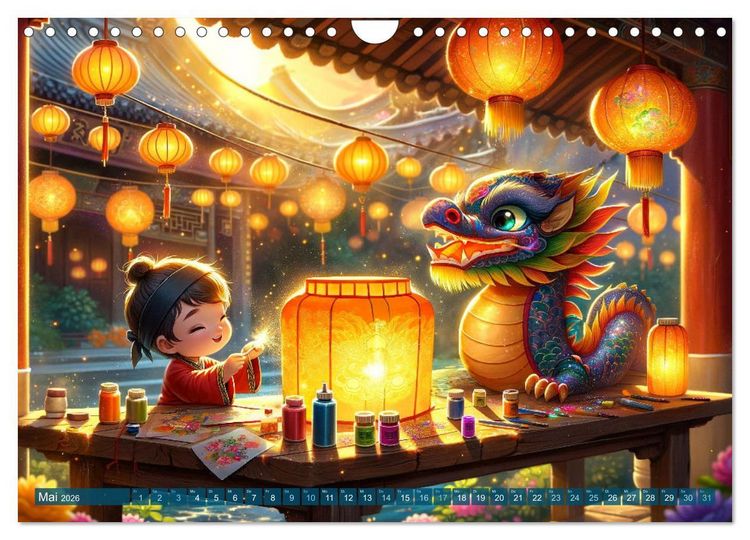 Produktbild: M&ouml;nch und Drache: Vier Jahreszeiten im Tempelgarten (Wandkalender 2026 DIN A4 quer), CALVENDO Monatskalender