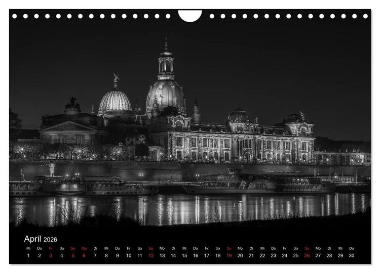 Produktbild: Dresden - Elbflorenz bei Nacht (Wandkalender 2026 DIN A4 quer), CALVENDO Monatskalender