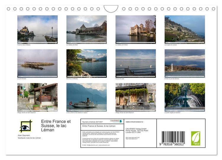 Produktbild: Entre France et Suisse, le lac L&eacute;man (Calendrier mural 2026 DIN A4 vertical), CALVENDO calendrier mensuel