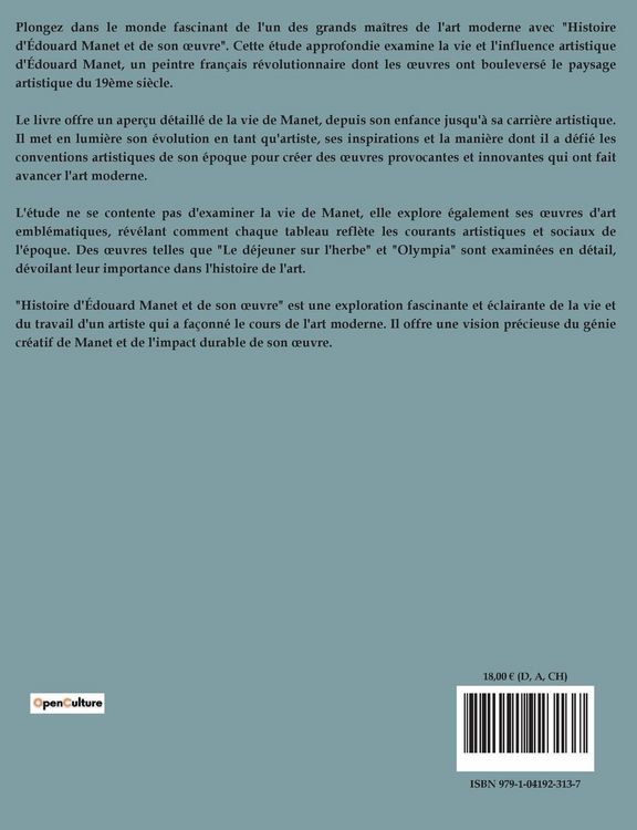 Produktbild: Histoire de &Eacute;douard Manet et de son oeuvre