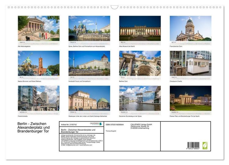Produktbild: Berlin - Zwischen Alexanderplatz und Brandenburger Tor (Wandkalender 2026 DIN A2 quer), CALVENDO Monatskalender