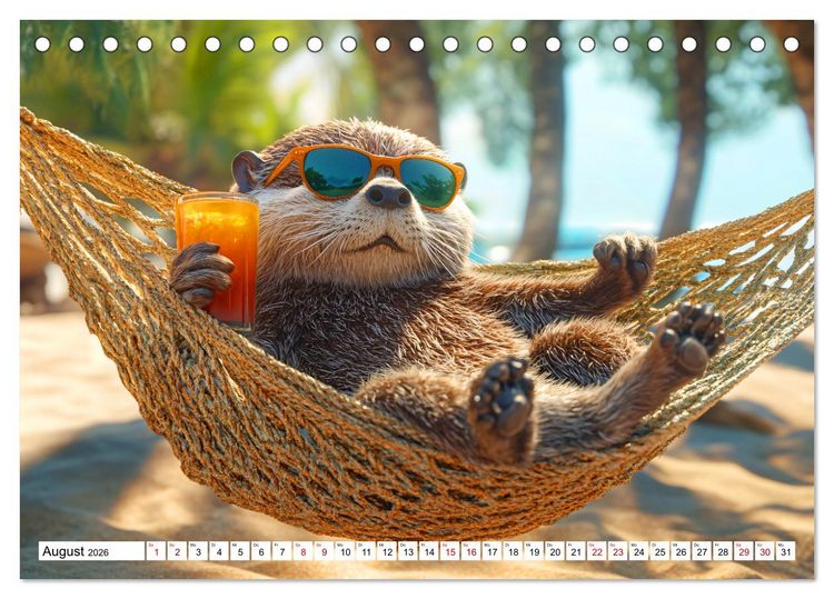 Produktbild: Otterwegs - 12 Monate tierischer Urlaubsspa&szlig; (Tischkalender 2026 DIN A5 quer), CALVENDO Monatskalender