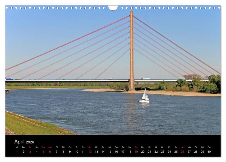 Produktbild: Von Ufer zu Ufer, Wege &uuml;ber den Rhein in D&uuml;sseldorf (Wandkalender 2026 DIN A3 quer), CALVENDO Monatskalender