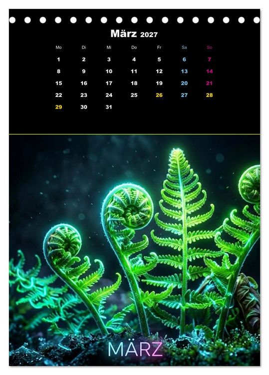 Produktbild: Neon Botanicals - Flora im Lichtrausch (Tischkalender 2027 DIN A5 hoch), CALVENDO Monatskalender