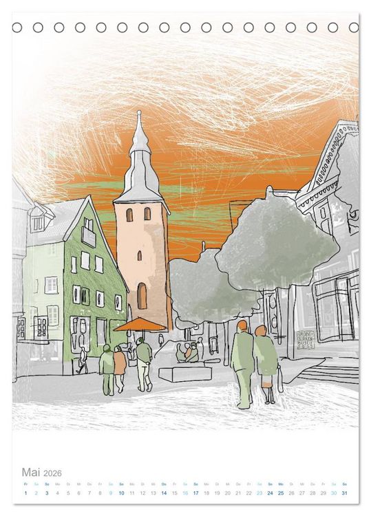 Produktbild: HATTINGEN GEZEICHNET (Tischkalender 2026 DIN A5 hoch), CALVENDO Monatskalender