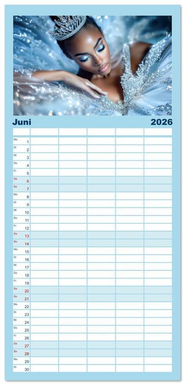 Produktbild: Familienplaner 2026 - Ballerinas in Diamanten mit 5 Spalten (Wandkalender, 21 x 45 cm) CALVENDO