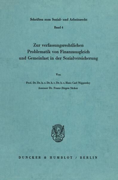Produktbild: Zur verfassungsrechtlichen Problematik von Finanzausgleich und Gemeinlast in der Sozialversicherung.