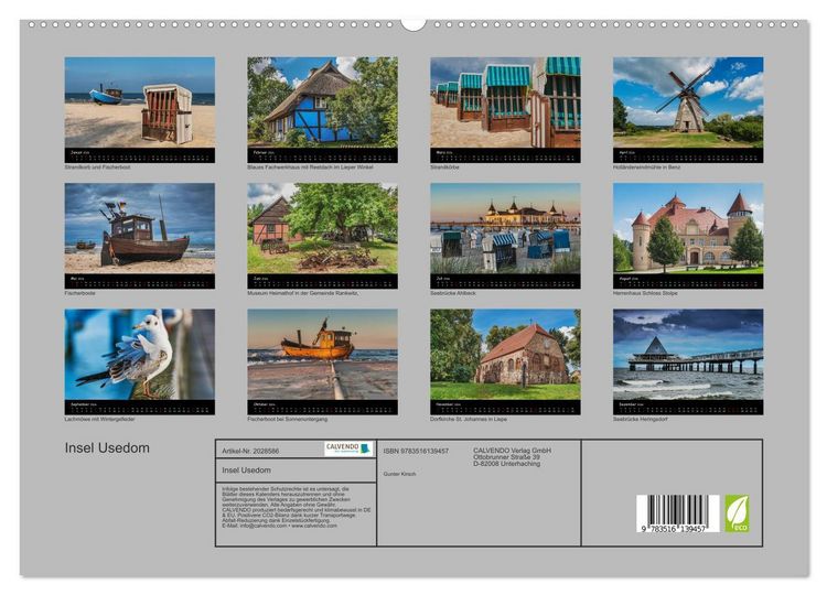 Produktbild: Insel Usedom (hochwertiger Premium Wandkalender 2026 DIN A2 quer), Kunstdruck in Hochglanz