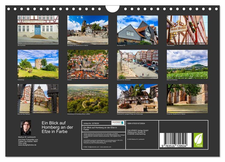 Produktbild: Ein Blick auf Homberg an der Efze in Farbe (Wandkalender 2026 DIN A4 quer), CALVENDO Monatskalender
