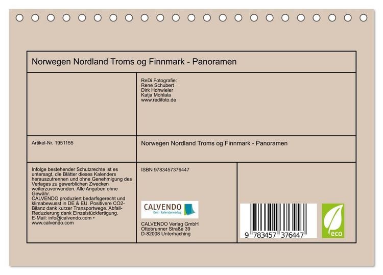 Produktbild: Norwegen Nordland Troms og Finnmark - Panoramen (Tischkalender 2026 DIN A5 quer), CALVENDO Monatskalender