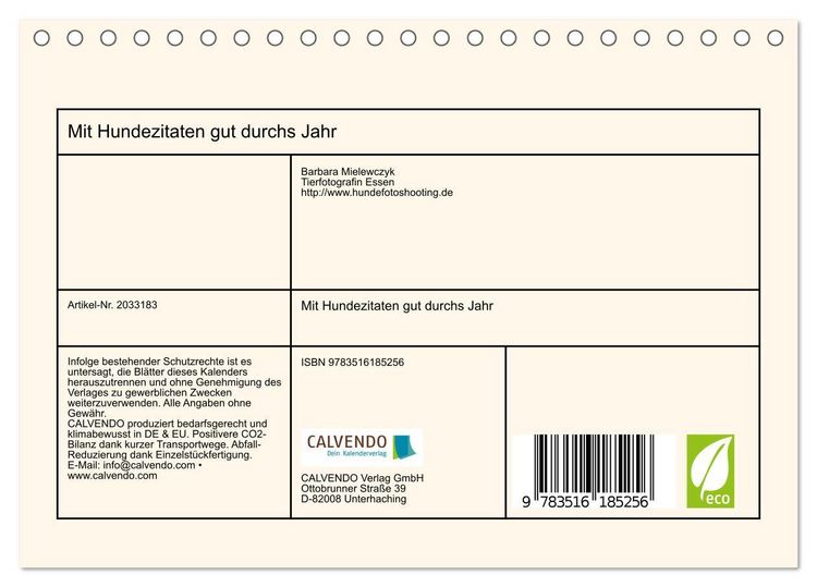 Produktbild: Mit Hundezitaten gut durchs Jahr (Tischkalender 2026 DIN A5 quer), CALVENDO Monatskalender