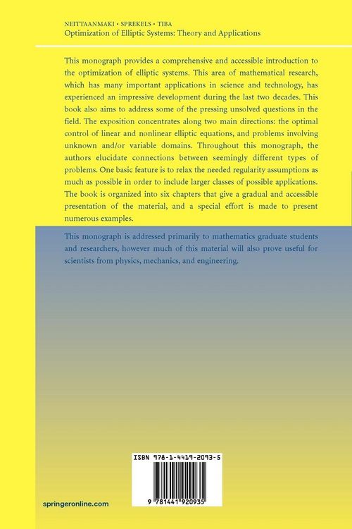 Produktbild: Optimization of Elliptic Systems