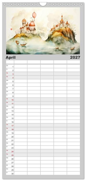 Produktbild: Familienplaner 2027 - Kuriose H&auml;user mit 5 Spalten (Wandkalender, 21 x 45 cm) CALVENDO