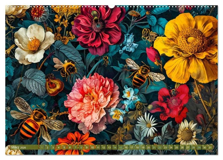 Produktbild: Gartengefl&uuml;ster - Tierische Besucher in der Bl&uuml;tenf&uuml;lle (hochwertiger Premium Wandkalender 2026 DIN A2 quer), Kunstdruck in Hochglanz