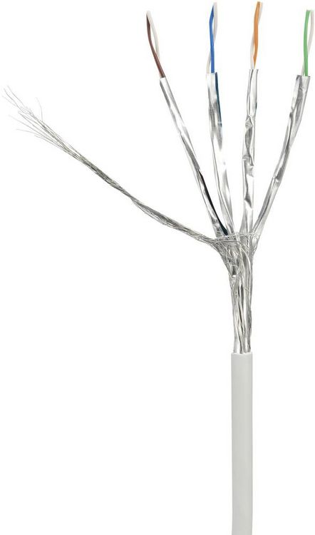 Produktbild: Renkforce RF-4149858 RJ45 Patchkabel CAT 6a (Rohkabel CAT 7) S/FTP 0.25 m Grau mit Rastnasenschutz, Flammwidrig 1 St.