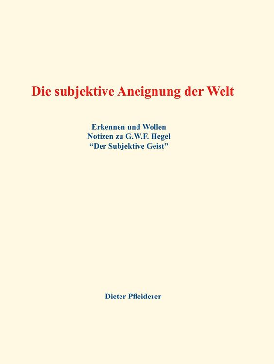 Produktbild: Die subjektive Aneignung der Welt